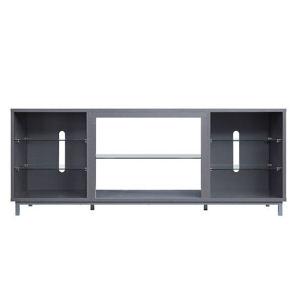 Manhattan Comfort Brighton 60" TV Stand with Glass Shelves and Media Wire Management in Grey TVFP4-GY - main